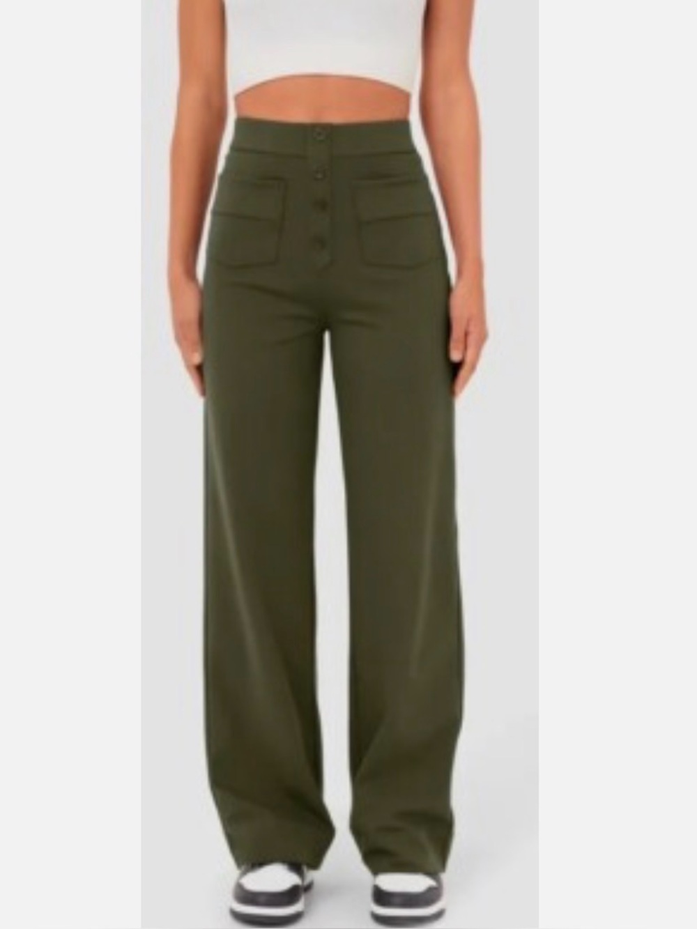 HALARA Olive Green High Rise Wide Leg Pull On Pants Business Causal Yoga Office